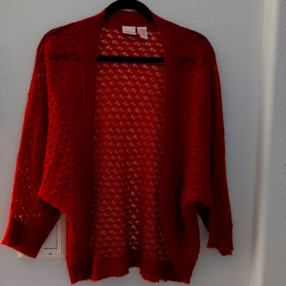 Xhilaration Pumpkin Orange Crochet Shrug Sweater Size XL